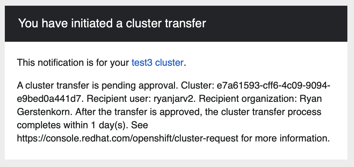 rosa victim cluster transfer email